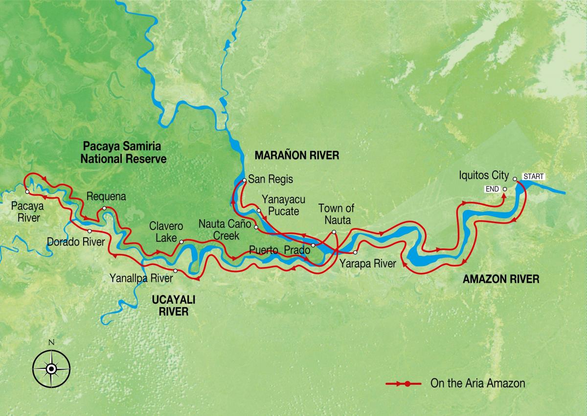 नक्शे के अमेज़न नदी पेरू