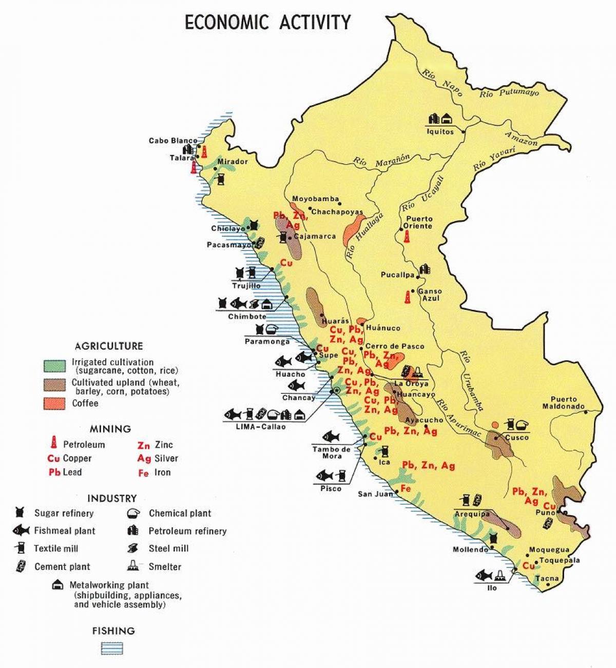 नक्शा पेरू के कृषि
