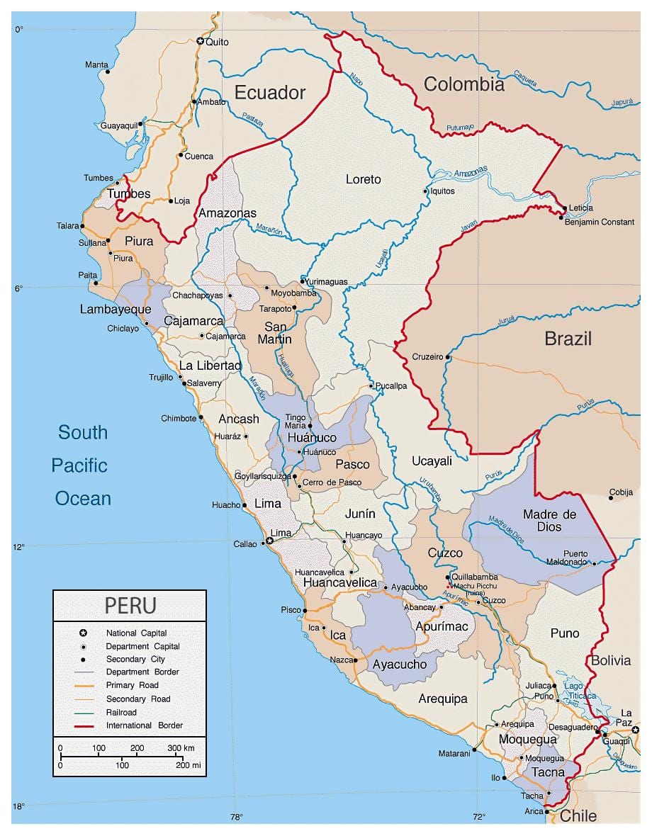 नक्शे के विस्तृत नक्शे के पेरू