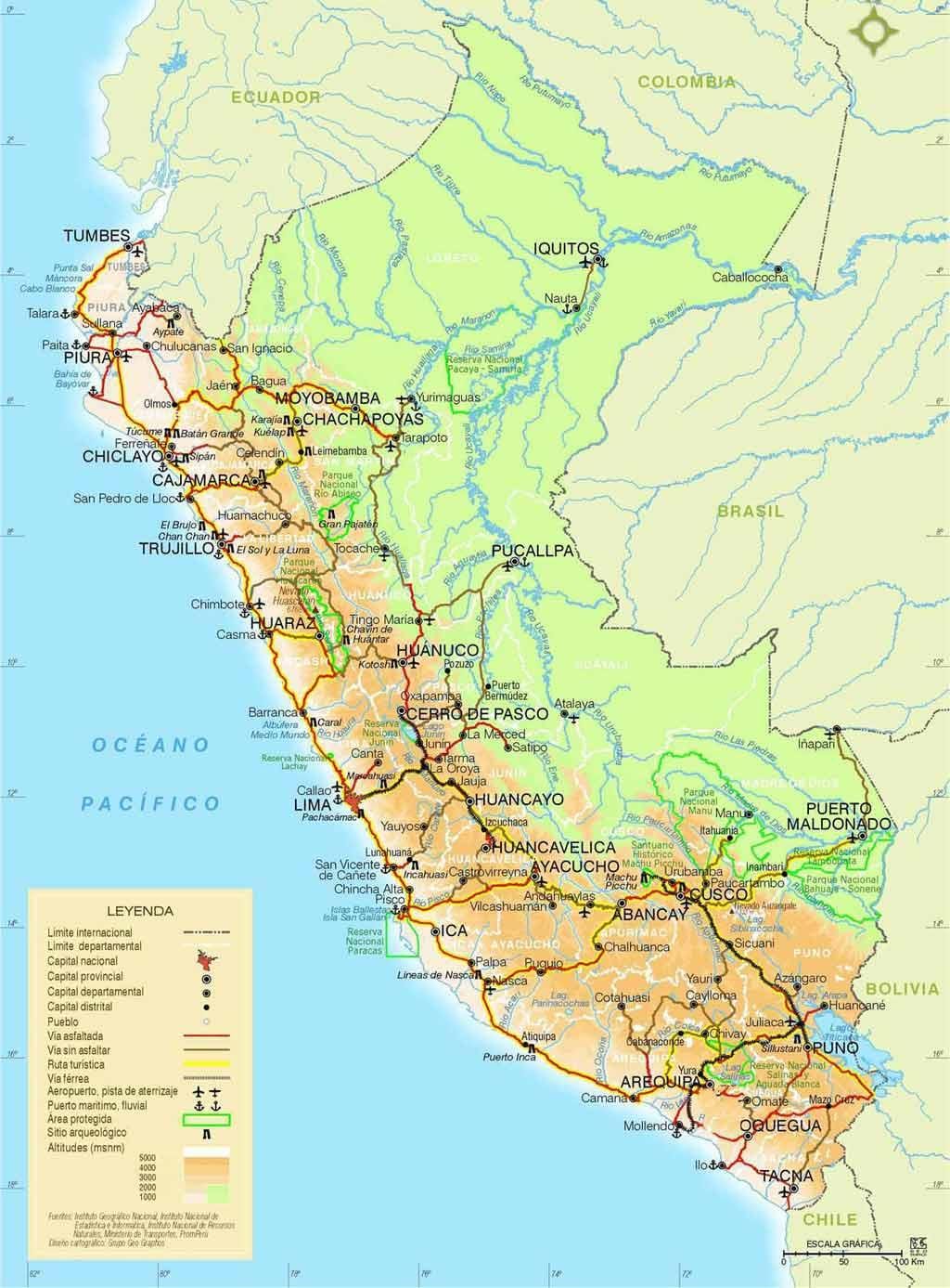 andes पहाड़ों पेरू नक्शा