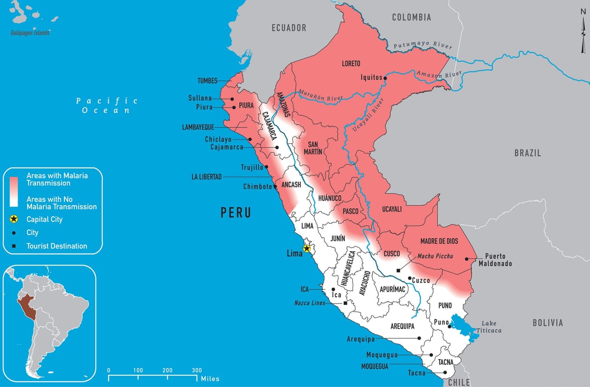 नक्शा पेरू के मलेरिया