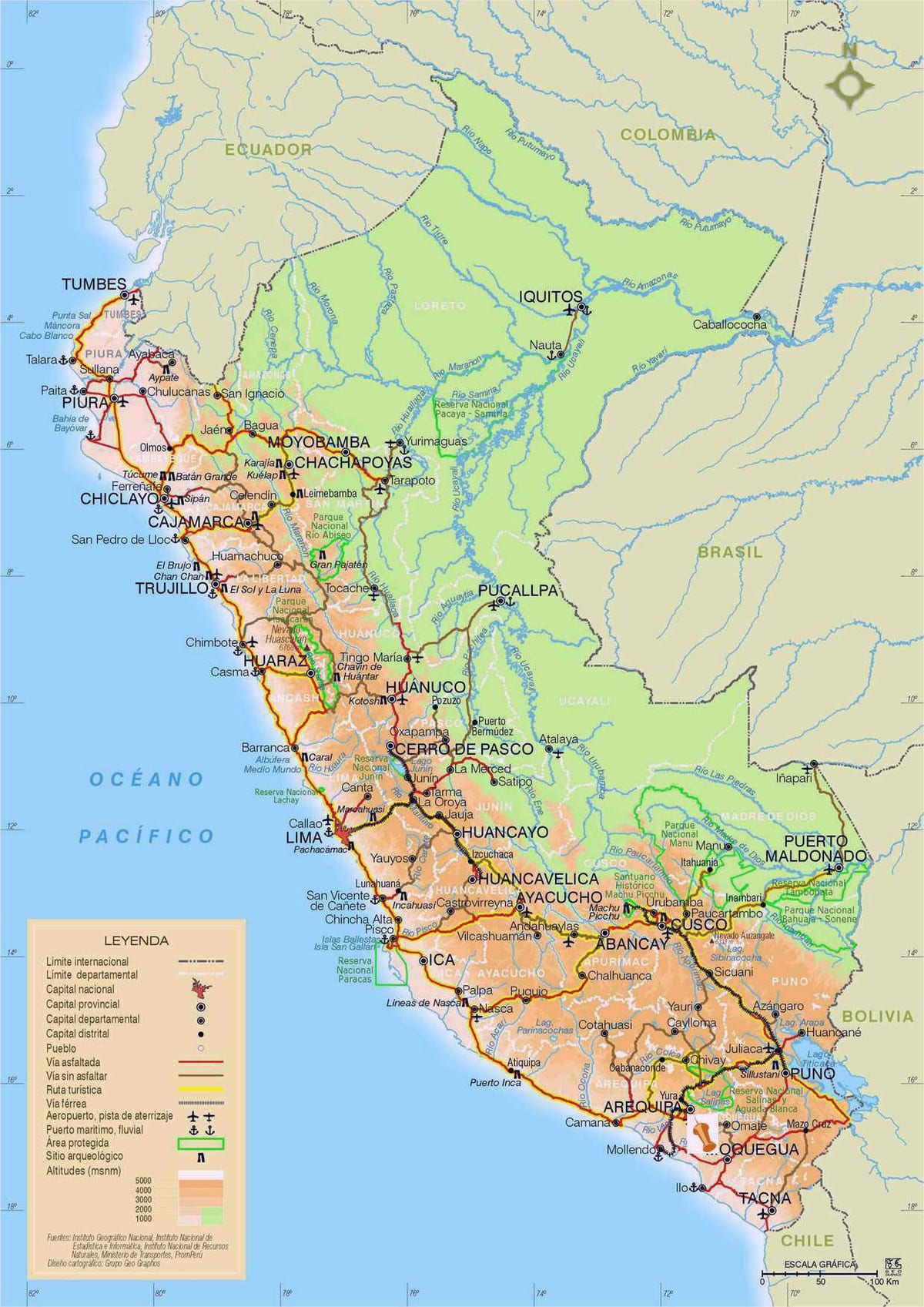 नक्शा पेरू की सड़क