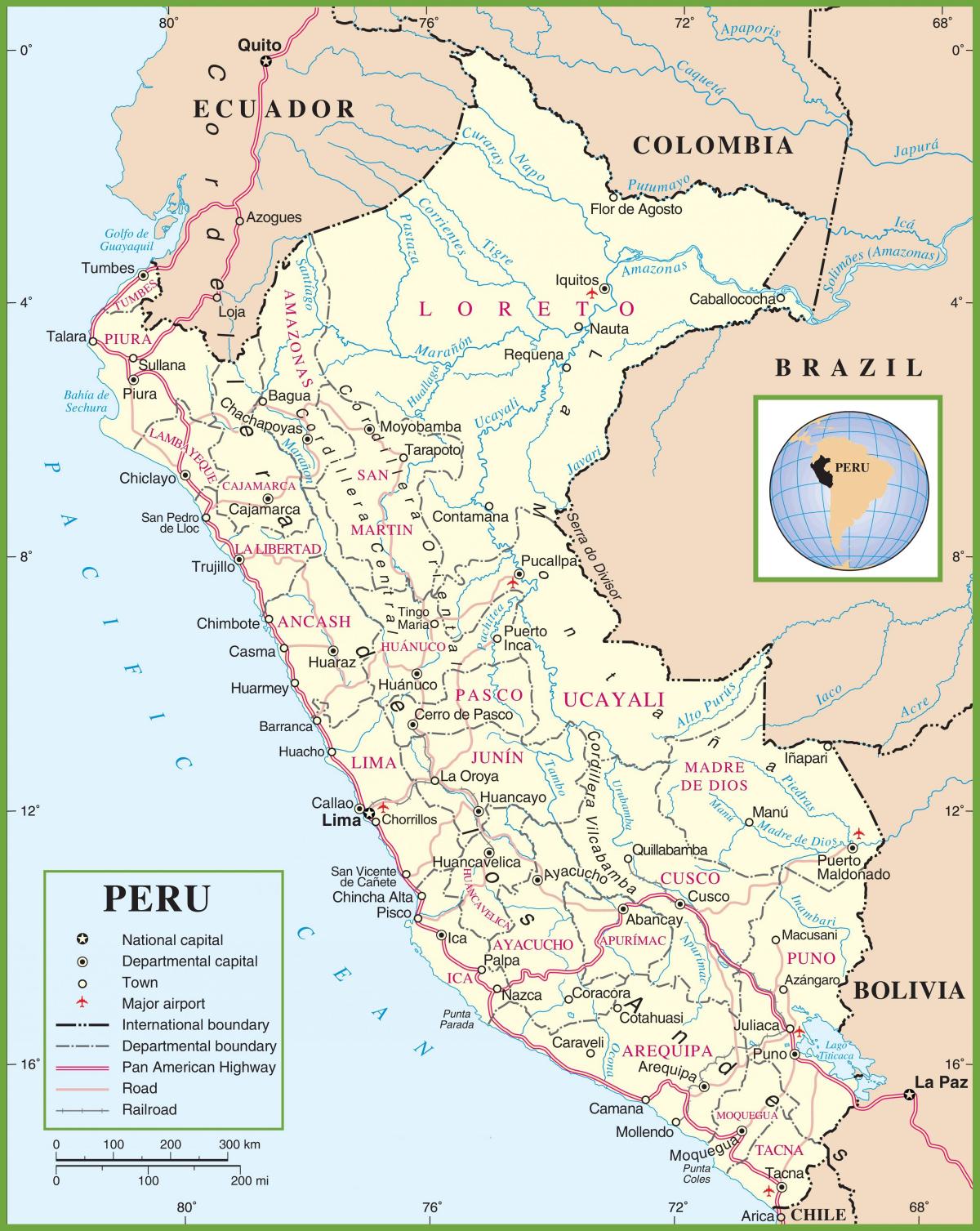 के नक्शे के राजनीतिक मानचित्र पेरू