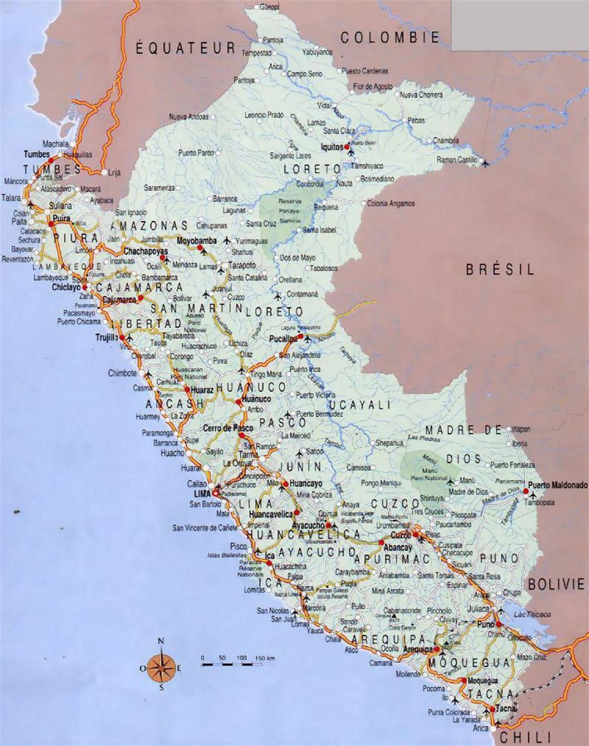 नक्शे के शहरों पेरू